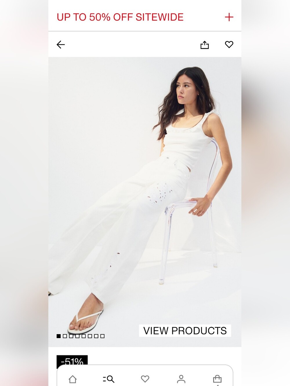 NWT H and M Wide-Leg Jeans With Eyelet- Sz 6/ EU 38